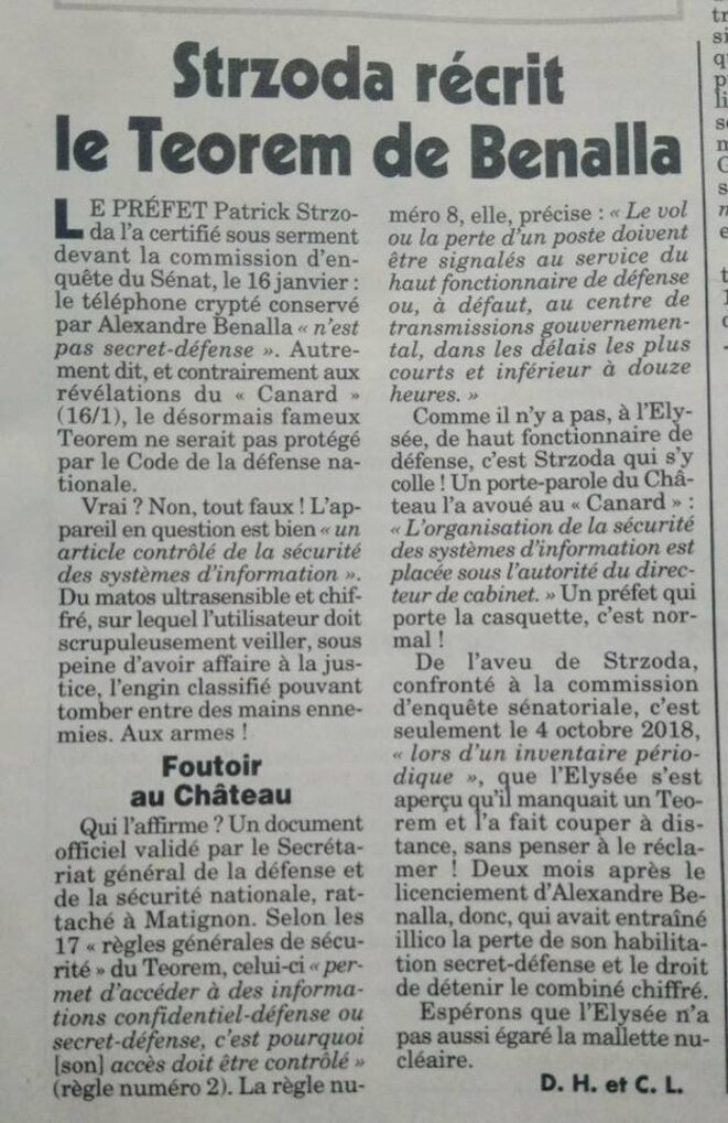 Le Canard enchaîné, 23 janvier 2019 Le Canard enchaîné, 23 janvier 2019