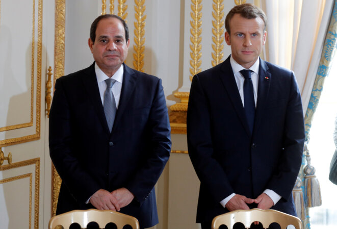 Abdel Fattah al-Sissi et Emmanuel Macron lors de la visite du premier à Paris en octobre 2017. © Reuters Abdel Fattah al-Sissi et Emmanuel Macron lors de la visite du premier à Paris en octobre 2017. © Reuters