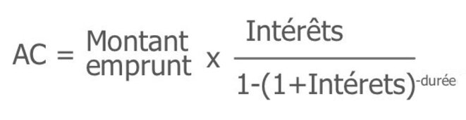 Formule pour le calcul d'une échéance de prêt à taux fixe. Formule pour le calcul d'une échéance de prêt à taux fixe.