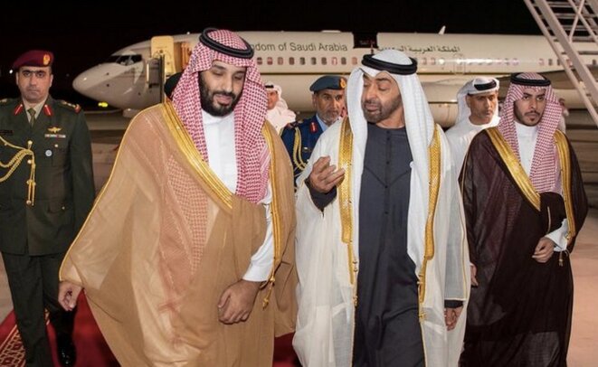 MBZ et MBS à Abou Dhabi, le 22 novembre 2018. © Reuters MBZ et MBS à Abou Dhabi, le 22 novembre 2018. © Reuters