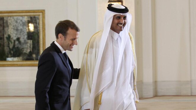 Macron avec l'Emir du Qatar Macron avec l'Emir du Qatar