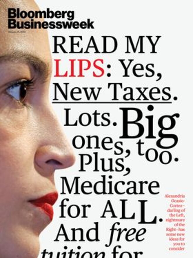 Alexandria Ocasio-Cortez en une de Bloomberg Businessweek. © DR Alexandria Ocasio-Cortez en une de Bloomberg Businessweek. © DR