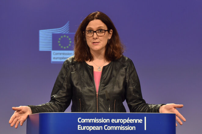 La commissaire au commerce Cecilia Malmström, le 7 mars 2018 à Bruxelles. © Reuters/Éric Vidal La commissaire au commerce Cecilia Malmström, le 7 mars 2018 à Bruxelles. © Reuters/Éric Vidal