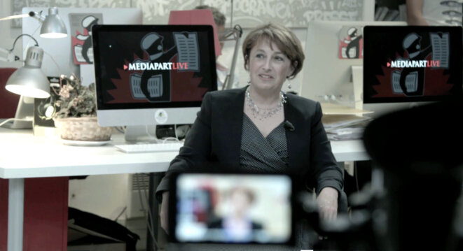 Isabelle Attard, dans Depuis Mediapart, de Naruna Kaplan de Macedo Isabelle Attard, dans Depuis Mediapart, de Naruna Kaplan de Macedo