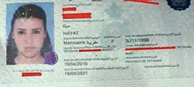 Copie du passeport de Hayat Belkacem. © le desk Copie du passeport de Hayat Belkacem. © le desk
