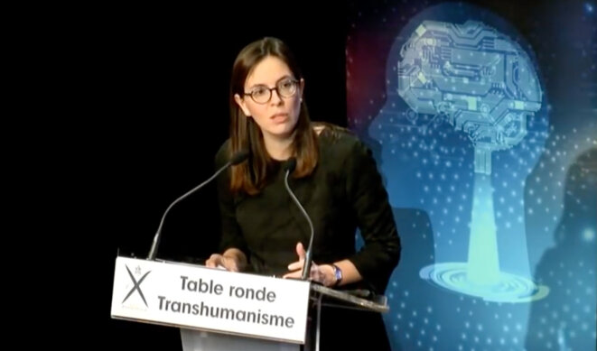 Amélie de Montchalin, députée LREM de l'Essonne, en introduction de la conférence transhumaniste à Polytechnique Amélie de Montchalin, députée LREM de l'Essonne, en introduction de la conférence transhumaniste à Polytechnique
