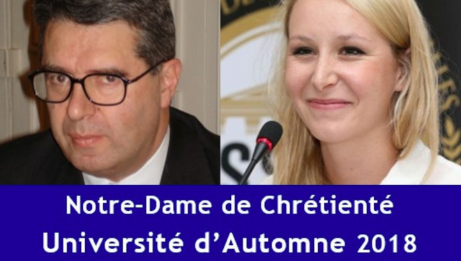 Affiche de l'université d'automne montrant le président d'Ichtus et Marion Maréchal © DR Affiche de l'université d'automne montrant le président d'Ichtus et Marion Maréchal © DR