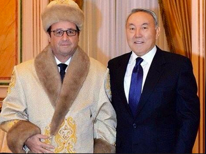 En décembre 2014, François Hollande avait rendu visite à Nazarbaïev. © DR En décembre 2014, François Hollande avait rendu visite à Nazarbaïev. © DR