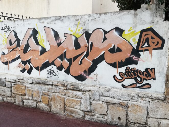 Graffiti dans le quartier Hassan portant les inscriptions de Mobydick et Lmoutchou en arabe © Tayeb Laabi Graffiti dans le quartier Hassan portant les inscriptions de Mobydick et Lmoutchou en arabe © Tayeb Laabi
