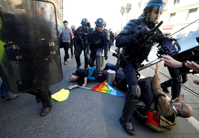 Geneviève Legay, samedi 23 mars à Nice, lors d'un rassemblement des gilets jaunes. © Reuters
