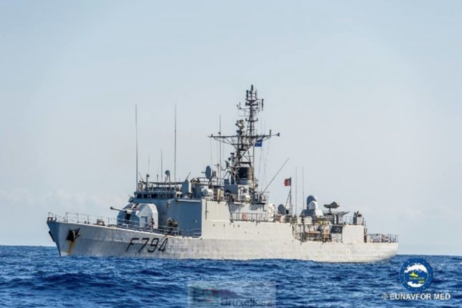 Le « Jacoubet », dernière frégate française engagée dans l’opération Sophia, est déjà rentrée au bercail à la mi-mars 2019. © EUNAVFOR Med Le « Jacoubet », dernière frégate française engagée dans l’opération Sophia, est déjà rentrée au bercail à la mi-mars 2019. © EUNAVFOR Med