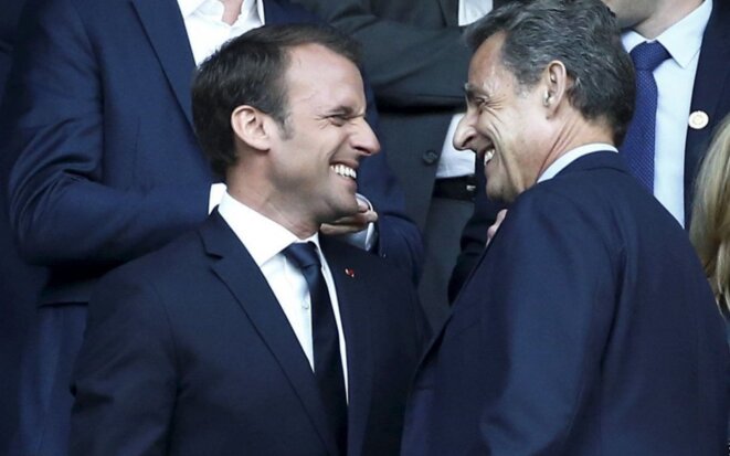 Emmanuel Macron et Nicolas Sarkozy au Stade de France en 2018. © LP/Olivier Lejeune (publiée sur "le Parisien") Emmanuel Macron et Nicolas Sarkozy au Stade de France en 2018. © LP/Olivier Lejeune (publiée sur "le Parisien")