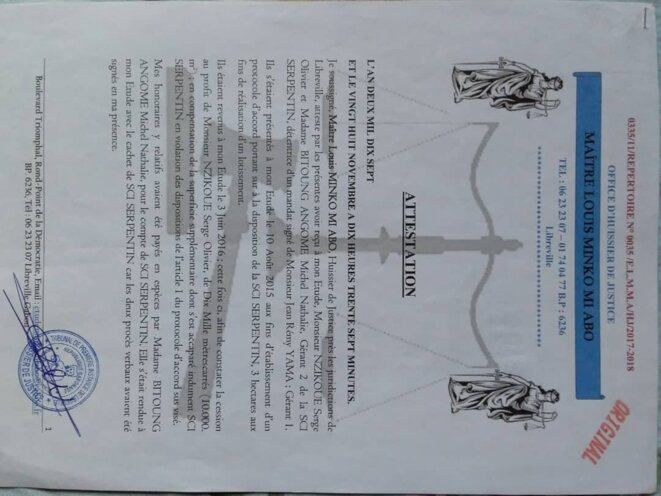SNEC- SCI SERPENTIN- Jean Remy YAMA-document en faveur de M. NZIKOUE Serge SNEC- SCI SERPENTIN- Jean Remy YAMA-document en faveur de M. NZIKOUE Serge