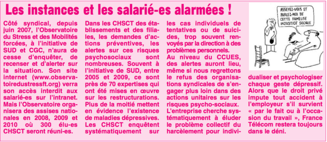 Les instances et les salarié-es désarmé-es Les instances et les salarié-es désarmé-es