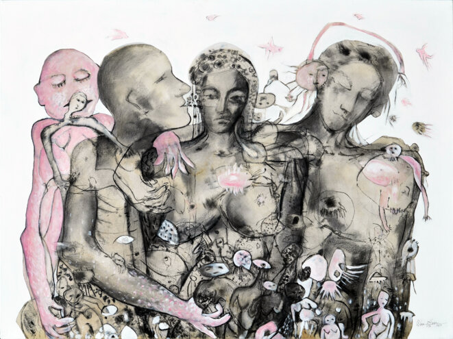 Wissem Ben Hassine, Envol des âmes , Technique mixte, 130 x 97 cm, 2017 © Wissem Ben Hassine Wissem Ben Hassine, Envol des âmes , Technique mixte, 130 x 97 cm, 2017 © Wissem Ben Hassine