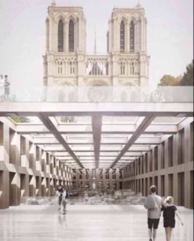 Proposition d'un parvis en verre, Mission Île de la Cité © Agence Perrault Proposition d'un parvis en verre, Mission Île de la Cité © Agence Perrault
