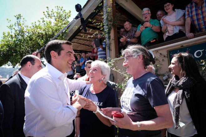 Alexis Tsipras en campagne pour les européennes en Crète, le 2 mai 2019. © Services du Premier ministre