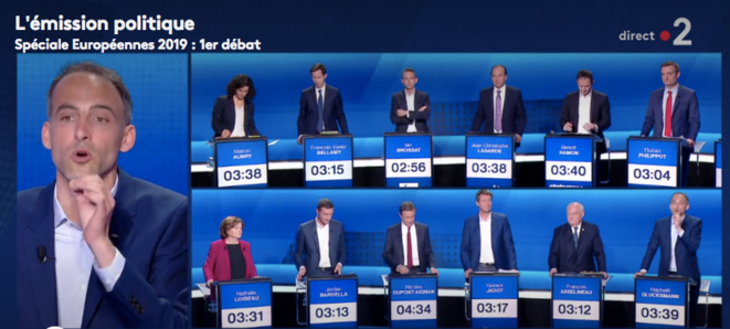 Premier débat télévisé de la campagne des européennes, le 4 avril 2019. © DR / Capture d'écran Premier débat télévisé de la campagne des européennes, le 4 avril 2019. © DR / Capture d'écran