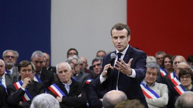 Emmanuel Macron en Souillac (Lot), ante 600 alcaldes, el 18 de enero de 2019. © Reuters