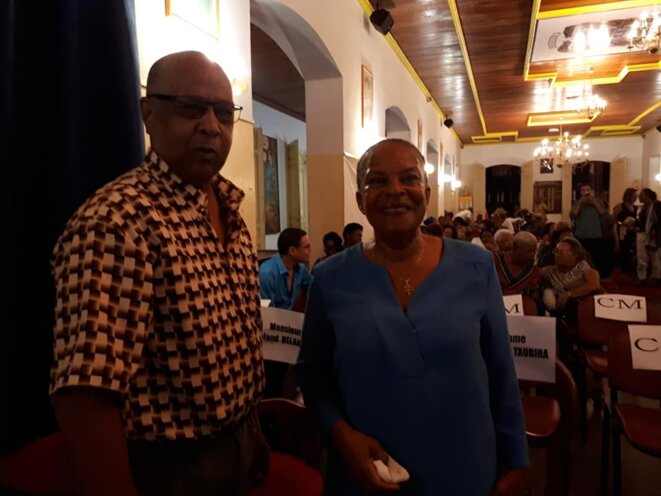 M.Roland Delannon et Mme Christiane Taubira. Cayenne. 07.05.2019. M.Roland Delannon et Mme Christiane Taubira. Cayenne. 07.05.2019.