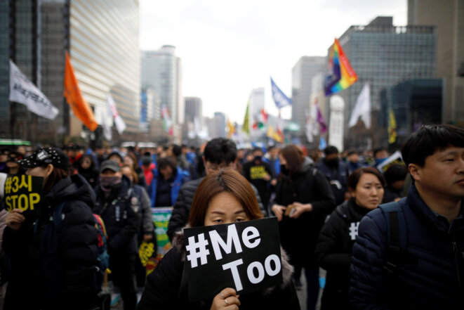 Manifestation féministe à Séoul, le 8 mars 2018. © Reuters