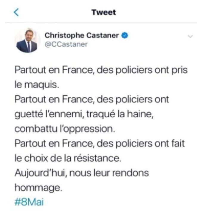 TWEET RÉVISIONNISTE DE CASTANER MANIPULANT 8 Mai 45 © Exequatur E’M.C. TWEET RÉVISIONNISTE DE CASTANER MANIPULANT 8 Mai 45 © Exequatur E’M.C.