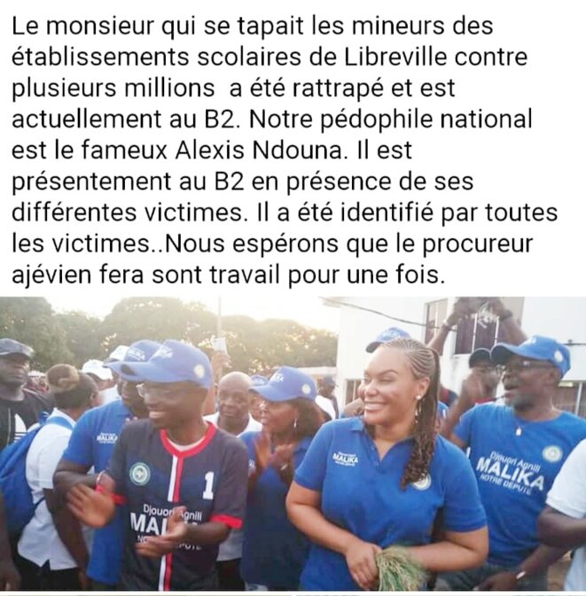 Alexis ndouna aux côtés de Malika Bongo (capture écran Facebook) Alexis ndouna aux côtés de Malika Bongo (capture écran Facebook)