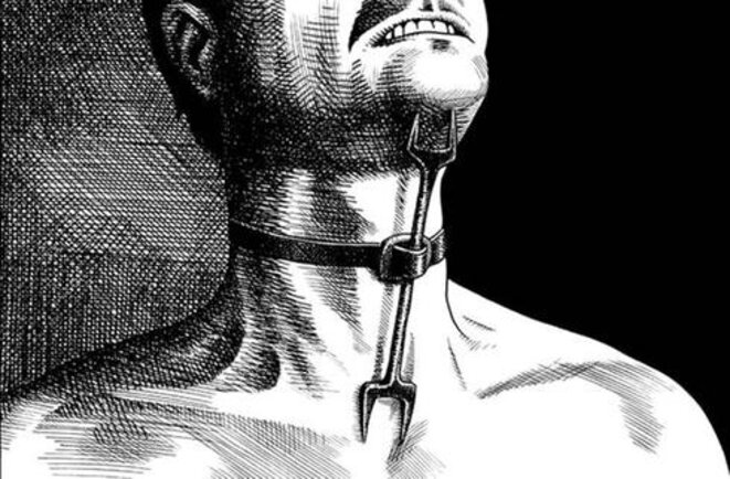 Torture à "la fourche". Pratique inquisitoire moyenageuse. © Non identifiable. Torture à "la fourche". Pratique inquisitoire moyenageuse. © Non identifiable.