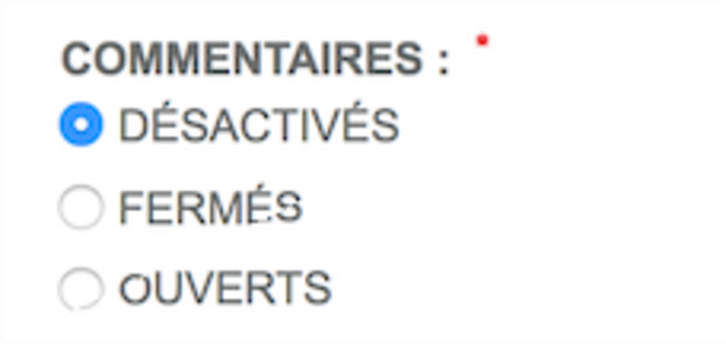 Above: the tool for managing comments access on a blog post page. Above: the tool for managing comments access on a blog post page.