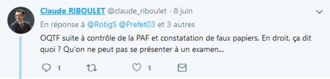 Commentaire posté le 8.06.2019. © Compte twitter @claude_riboulet Commentaire posté le 8.06.2019. © Compte twitter @claude_riboulet