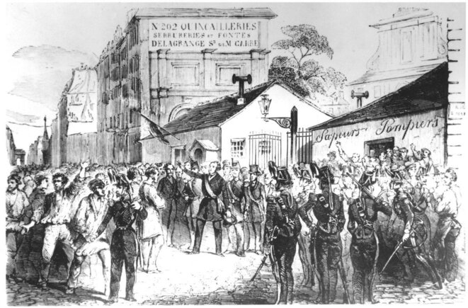 En illustration, une gravure extraite du livre de Victor Duruy, "Histoire populaire contemporaine de la France" (1865). Elle représente le moment où les élus de la Montagne se réfugient au CNAM. En illustration, une gravure extraite du livre de Victor Duruy, "Histoire populaire contemporaine de la France" (1865). Elle représente le moment où les élus de la Montagne se réfugient au CNAM.