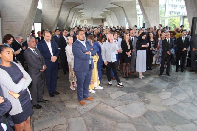 Les invités écoutant le discours de S. Exc. Monsieur Ibrahim ALBALAWI Les invités écoutant le discours de S. Exc. Monsieur Ibrahim ALBALAWI