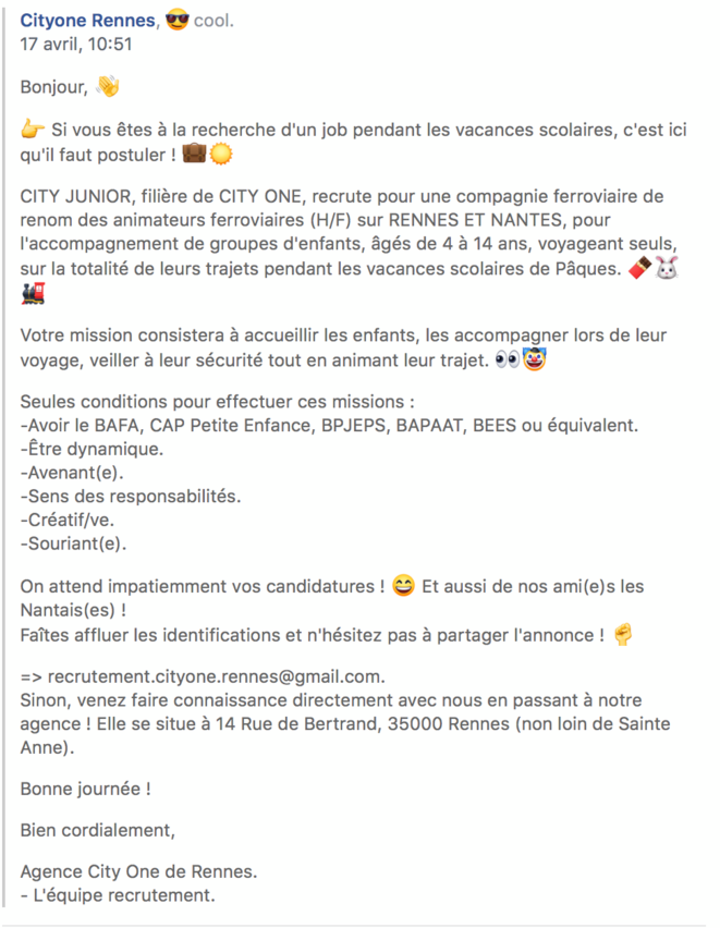 L'annonce de City One Rennes L'annonce de City One Rennes
