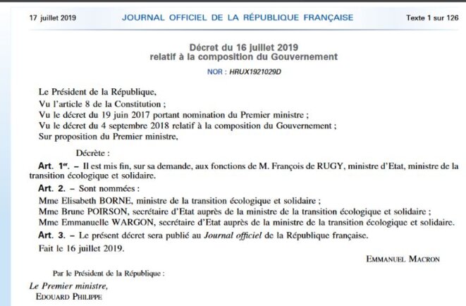 Décret du 16 juillet 2019 © Copie du Journal officiel (authentifié). Domaine public Décret du 16 juillet 2019 © Copie du Journal officiel (authentifié). Domaine public