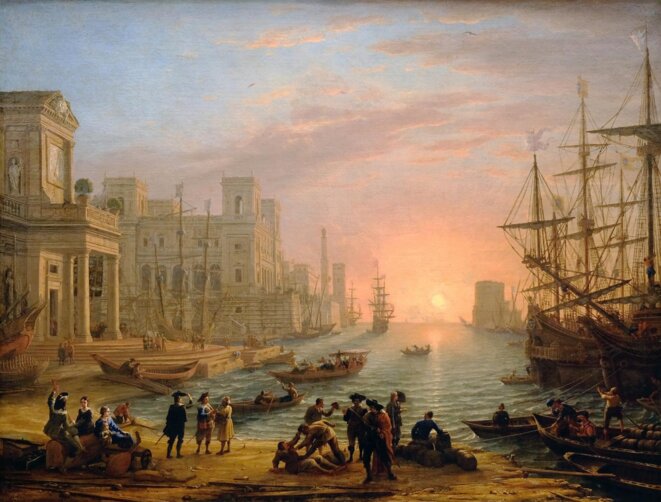 Le Lorrain, Port de mer au soleil couchant, 1639. Le Lorrain, Port de mer au soleil couchant, 1639.