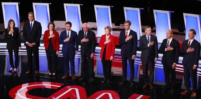 Le second débat entre les prétendants à l'investiture démocrate pour la présidentielle 2020, à Détroit, le 30 juillet. © Reuters Le second débat entre les prétendants à l'investiture démocrate pour la présidentielle 2020, à Détroit, le 30 juillet. © Reuters