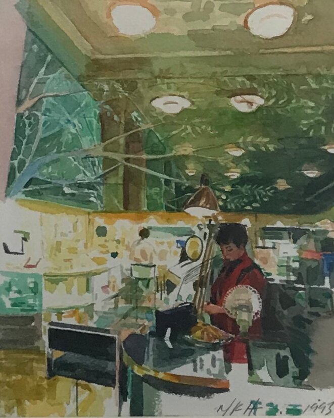 Margaret Harrison, de la série "Sent of identityI", aquarelle, 1993, Exposition personnelle "Danser avec les missiles", FRAC Lorraine, Metz, 2019. © Guillaume Lasserre Margaret Harrison, de la série "Sent of identityI", aquarelle, 1993, Exposition personnelle "Danser avec les missiles", FRAC Lorraine, Metz, 2019. © Guillaume Lasserre