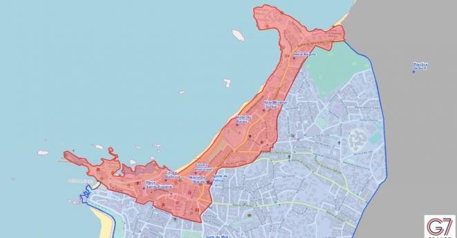 Mapa de la zona roja prevista para el G7 en Biarritz. © Ayuntamiento de Biarritz Mapa de la zona roja prevista para el G7 en Biarritz. © Ayuntamiento de Biarritz