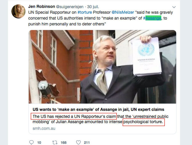 Screen copy, Jennifer Robinson tweet © basicblog Screen copy, Jennifer Robinson tweet © basicblog