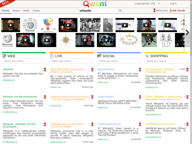 Version bêta de Qwant en 2013. Version bêta de Qwant en 2013.