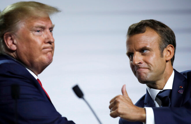 Donald Trump et Emmanuel Macron à Biarritz. © Reuters