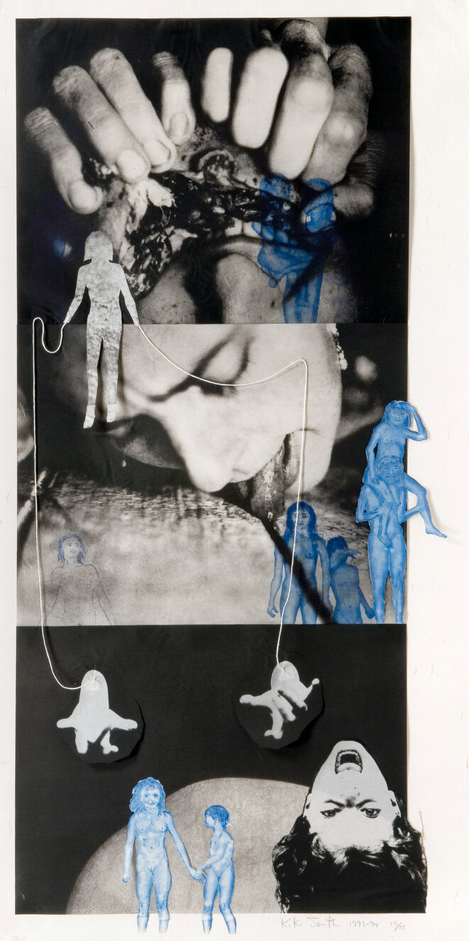 Kiki Smith, Puppet, 1993-1994 Photogravure, eau-forte et aquatinte sur papier japon, collage et cordelettes Image 140,9 x 66,5 cm Feuille 147,3 x 74,1 cm Édition à 35 ex Éditeur et imprimeur : Universal Limited Art Editions, West Islip, New York Frac Normandie Rouen © Kiki Smith, 2019 – Galerie Lelong & Co. Kiki Smith, Puppet, 1993-1994 Photogravure, eau-forte et aquatinte sur papier japon, collage et cordelettes Image 140,9 x 66,5 cm Feuille 147,3 x 74,1 cm Édition à 35 ex Éditeur et imprimeur : Universal Limited Art Editions, West Islip, New York Frac Normandie Rouen © Kiki Smith, 2019 – Galerie Lelong & Co.