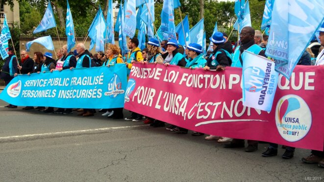 Manifestation unitaire Fonction publique du 9 mai 2019 (Paris): cortège UNSA © Luc Bentz (photo personnelle) Manifestation unitaire Fonction publique du 9 mai 2019 (Paris): cortège UNSA © Luc Bentz (photo personnelle)