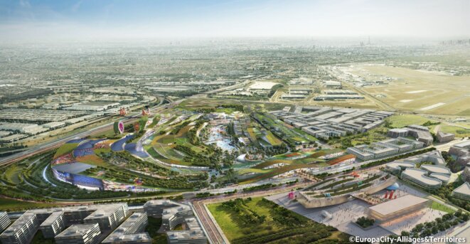 Vue aérienne du projet EuropaCity. Vue aérienne du projet EuropaCity.