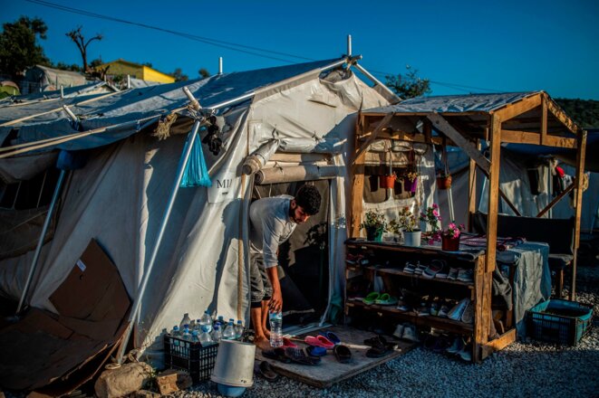 The Moria migrant camp on the Greek island of Lesbos. Linking migration to threats to European identity is a common theme in speeches by European populist, hard-right leaders. © Angelos Tzortzinis - AFP - Getty Images The Moria migrant camp on the Greek island of Lesbos. Linking migration to threats to European identity is a common theme in speeches by European populist, hard-right leaders. © Angelos Tzortzinis - AFP - Getty Images