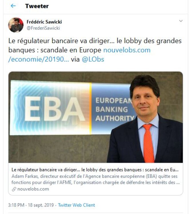Tweet public de Frédéric Sawicki (18/9/19, 15 h 18). Copie d'écran Tweet public de Frédéric Sawicki (18/9/19, 15 h 18). Copie d'écran