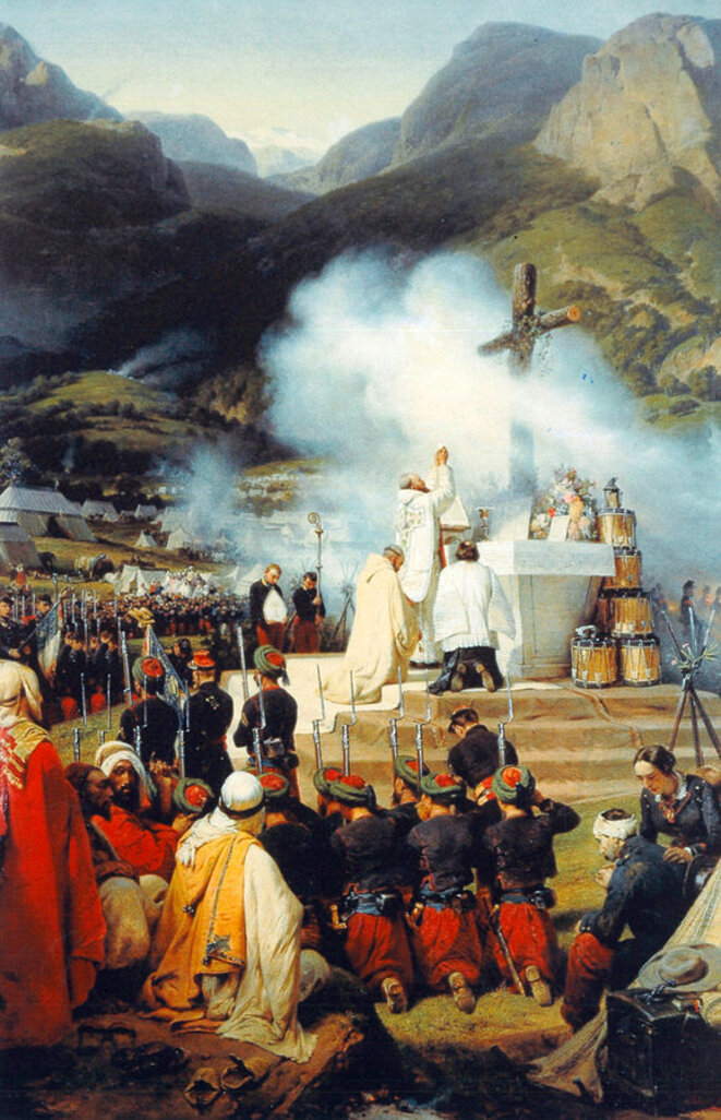 « Première messe en Kabylie » : huile sur toile, 1854, de Horace Vernet 194 × 123 cm (Lausanne, Musée Cantonal des Beaux-Arts)