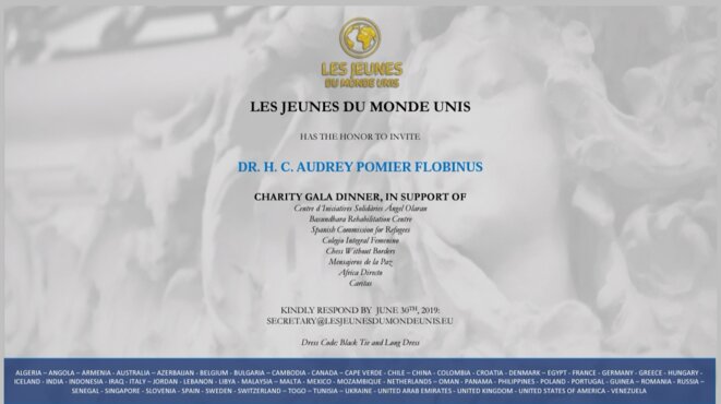 Invitatio du Dr.h.c Audrey POMIER FLOBINUS par Les Jeunes du Monde Unis (Lahouari Benarba) © Humanity For The World (HFTW) Invitatio du Dr.h.c Audrey POMIER FLOBINUS par Les Jeunes du Monde Unis (Lahouari Benarba) © Humanity For The World (HFTW)