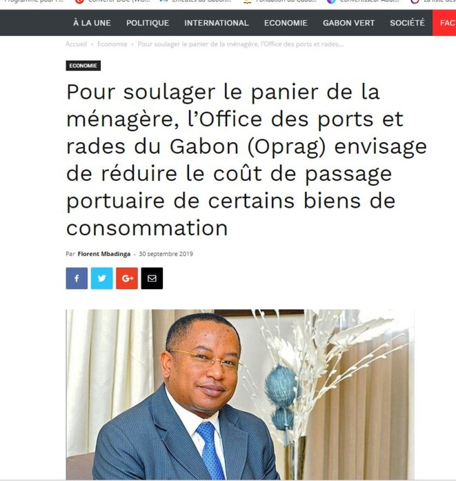Baisse des prix du panier de la ménagère, Landry Régis LACCRUCHE LELABOU, Directeur Général de l'Office des ports et Rades du Gabon (OPRAG) Baisse des prix du panier de la ménagère, Landry Régis LACCRUCHE LELABOU, Directeur Général de l'Office des ports et Rades du Gabon (OPRAG)