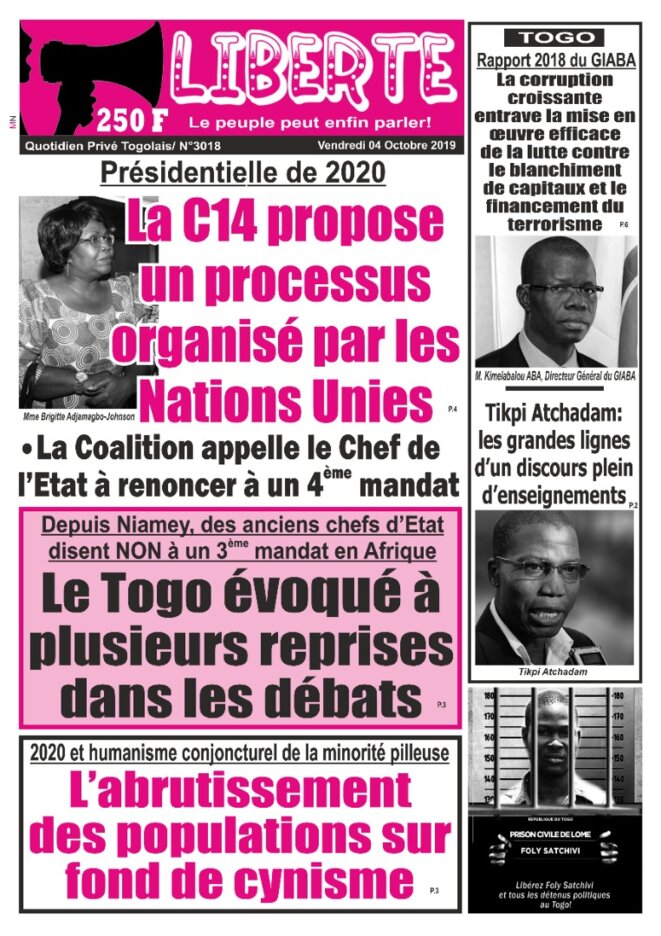 Une du quotidien Liberté du 4 octobre 2019 Une du quotidien Liberté du 4 octobre 2019